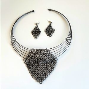 Earrings and choker necklace set